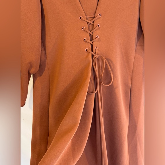 Tibi Rust Dress with Lace-Up Detail - Picture 4 of 13